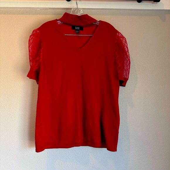 Love ever after short puff sleeve red top - Picture 1 of 5